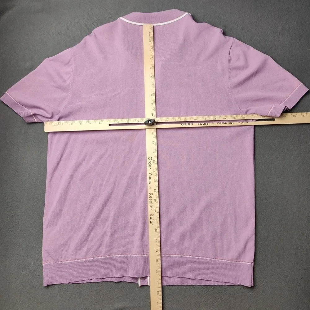 Paul Jones Shirt Mens XL Purple Knit Button Front Ribbed Contrast Piping Work Sc - Picture 7 of 9